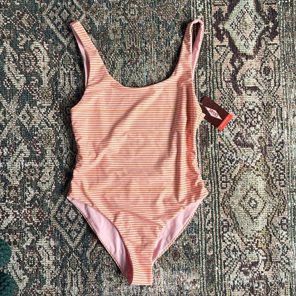 Danielle Brown x Jack's Swimwear Stripe Reversible One Piece Swimsuit